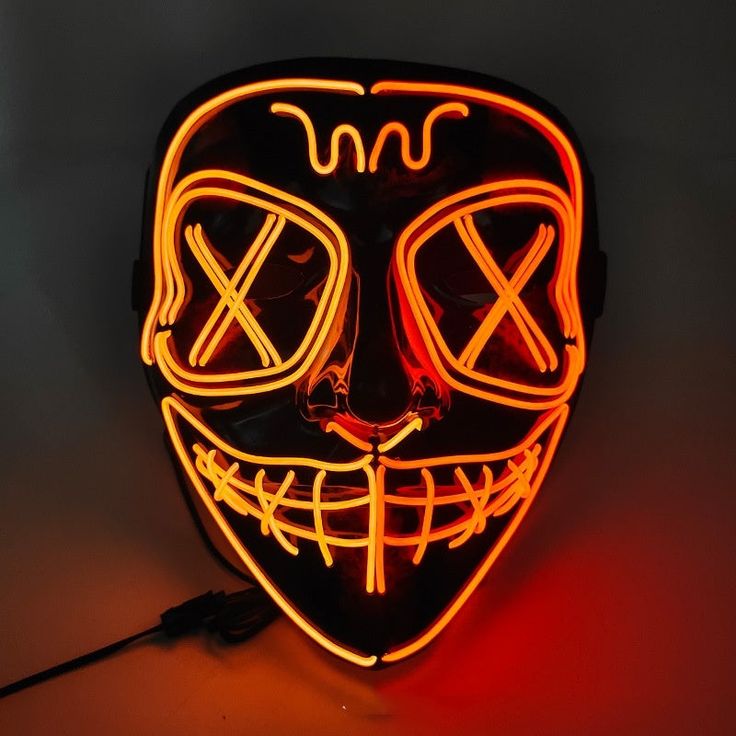 LED Glowing Purge Mask – EL Wire Light Up Scary Face Mask for Halloween Cosplay Party